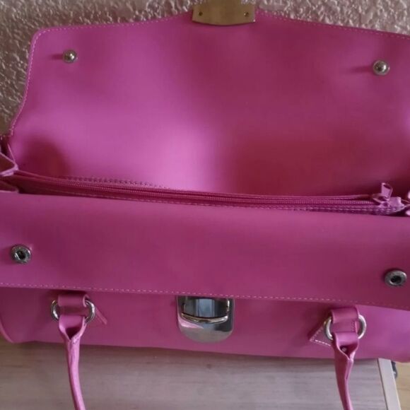 Pegaso Women's Pink Nylon Faux Leather Purse Handb - Picture 5 of 11